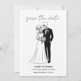 Gotische Skelet Halloween Save the Date Kaarten