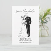 Gotische Skelet Halloween Save the Date Kaarten (Staand voorkant)