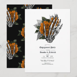 Gotische skelet hand en roos verlovingsfeestje kaart