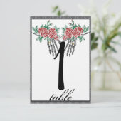 Gotische Skelet Hand Rozen Huwelijk Tafel Nummer Kaart (Staand voorkant)