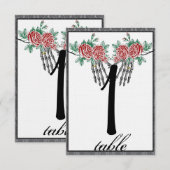 Gotische Skelet Hand Rozen Huwelijk Tafel Nummer Kaart (Voorkant / Achterkant)