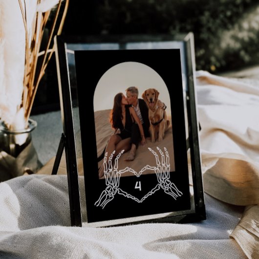 Gotische Skelet Handen Arch Foto Tafel Nummers Kaart