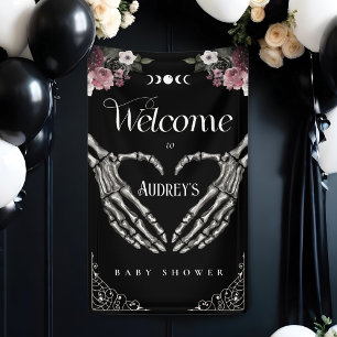 Gotische Skelet Handen Hart Baby shower Welkom Spandoek