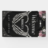 Gotische Skelet Handen Hart Baby shower Welkom Spandoek (Horizontaal)