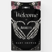 Gotische Skelet Handen Hart Baby shower Welkom Spandoek (Verticaal)