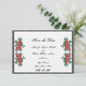 Gotische Skelet Handen Rozen Bruiloft Save the Dat Save The Date (Staand voorkant)