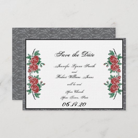 Gotische Skelet Handen Rozen Bruiloft Save the Dat Save The Date (Voorkant / Achterkant)