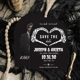 Gotische Skelet Hart Trouw Save the Date Kaart