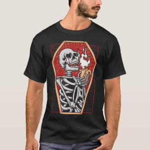 Gotische skelet in doodskist Mall Goth Halloween-e T-shirt