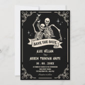 Gotische skelet koele bruiloft save the date (Voorkant)
