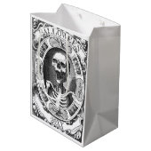 Gotische Skelet Lijn Tekening Custom Jaar Hallowee Medium Cadeauzakje (Achterkant Gekanteld)