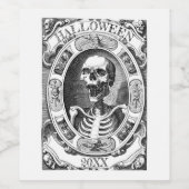 Gotische Skelet Lijn Tekening Custom Jaar Hallowee Wijn Etiket (Enkel label)