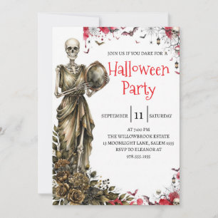 Gotische skelet man Halloween-feest uitnodiging