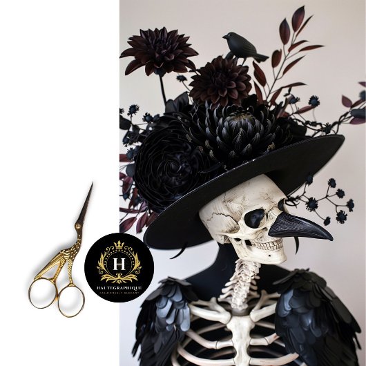 Gotische Skelet Raven Veren Bloemen Decoupage Tissuepapier