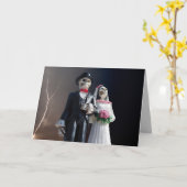 GOTISCHE SKELET TROUWKAARTEN MET FELICITATIES KAART (Gele Bloem)