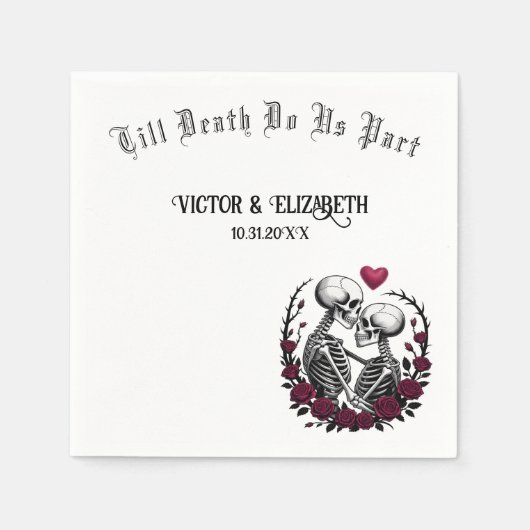 Gotische skeletliefhebbers tot de dood ons scheidt servet (Voorkant)