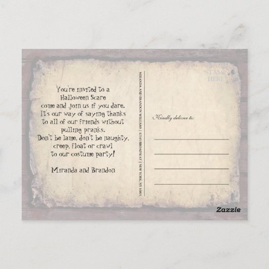  Gotische Skeletten Halloween Party Uitnodigen Briefkaart (Achterkant)