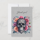 Gotische Skull Kroon van Rozen Dankjewel Bedankkaart (Voorkant)