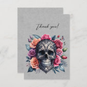 Gotische Skull Kroon van Rozen Dankjewel Bedankkaart (Voorkant / Achterkant)