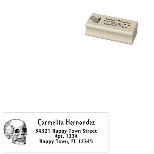  Gotische Skull Skelet Retouradres Rubberstempel (Gestempeld)