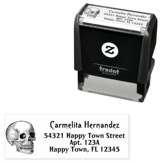  Gotische Skull Skelet Retouradres Zelfinktende Stempel (In situ)