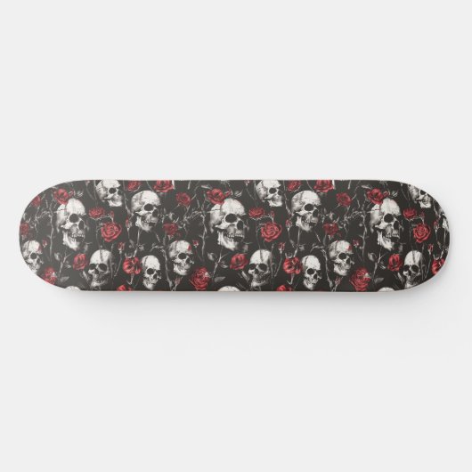 Gotische Skulls en Rozen Skateboard (Horizontaal)