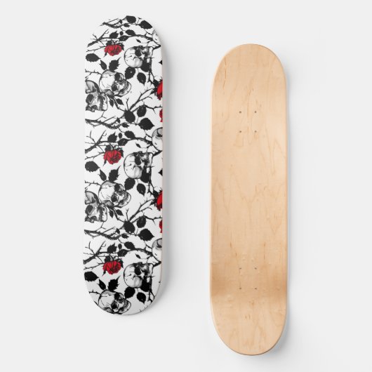 Gotische Skulls en Rozen Skateboard (Voorkant)