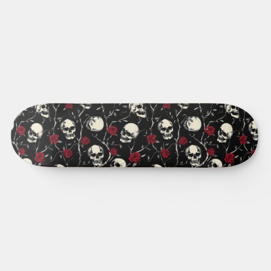 Gotische Skulls en Rozen Skateboard (Horizontaal)