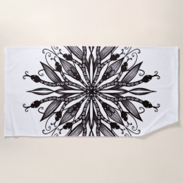 Gotische Snake Mandala Tattoo Zwart-wit Strandlaken