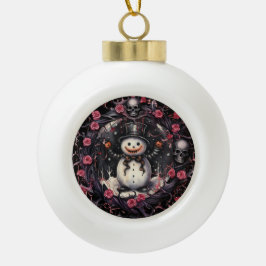 Gotische Sneeuwman Skulls en Rozen Keramische Bal Ornament