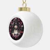 Gotische Sneeuwman Skulls en Rozen Keramische Bal Ornament (Rechts)