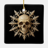 Gotische sneeuwvlok en schedel keramisch ornament (Achterkant)