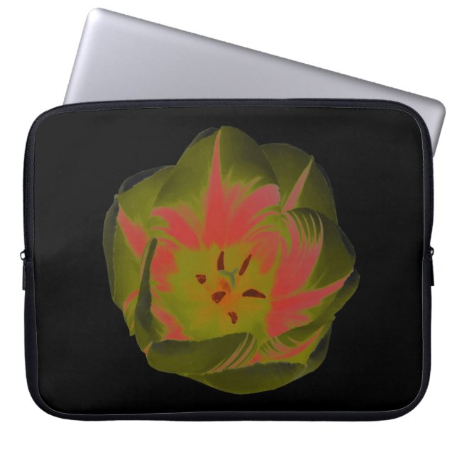 Gotische sombere rode tulp laptop tas (Voorkant)