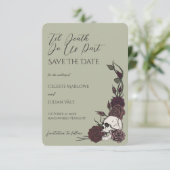 Gotische Spaanse Mos Groen Bewaar de Datum Save The Date (Staand voorkant)