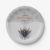Gotische spin en damast patroon Halloween feest Papieren Bordje (Voorkant)
