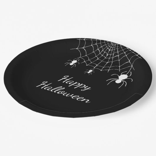 Gotische Spinnen Eenvoudig Zwart Wit Gelukkig Hall Papieren Bordje (Gekanteld)