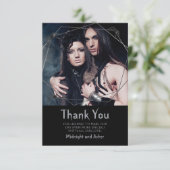 Gotische Spinnen Foto Bruiloft Bedankkaart (Staand voorkant)