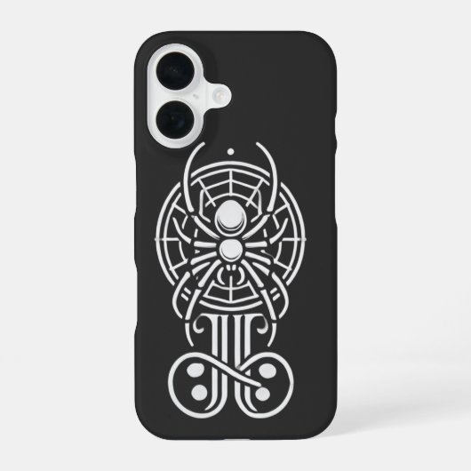 Gotische Spinnenmonogram iPhone 16 Hoesje (Achterkant)