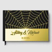 Gotische spinnenweb Custom Huwelijk zwart goud fol Gastenboek (Voorkant)