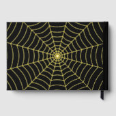 Gotische spinnenweb Monogram Huwelijk zwart goud f Gastenboek (Achterkant)