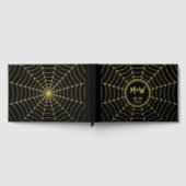 Gotische spinnenweb Monogram Huwelijk zwart goud f Gastenboek (Volledig)