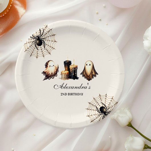 gotische spookachtige Halloween 2e verjaardag Papieren Bordje
