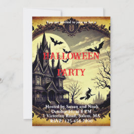 Gotische spookhuis Halloween Party Kaart