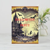 Gotische  spookhuis Halloween Party Kaart (Staand voorkant)