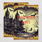 Gotische  spookhuis Halloween Party Kaart (Voorkant / Achterkant)