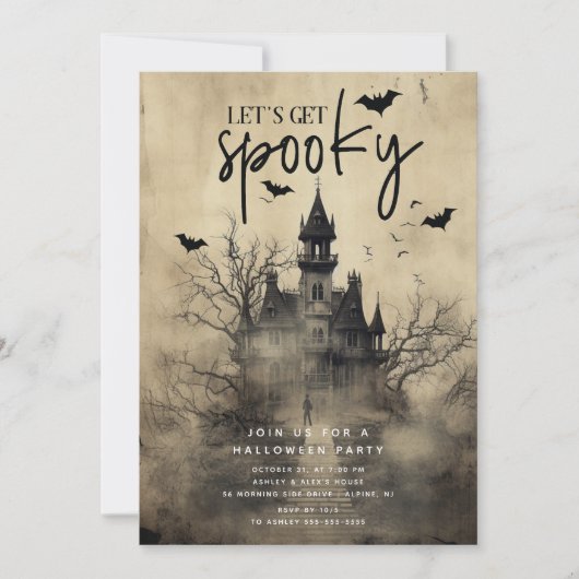 Gotische spookhuis Halloween Party uitnodiging (Voorkant)