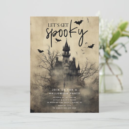 Gotische spookhuis Halloween Party uitnodiging (Staand voorkant)