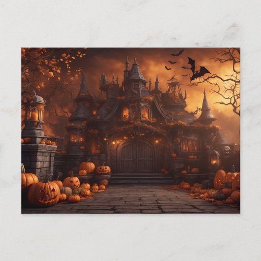 Gotische Spooky Halloween Huis Enge Mansion Briefkaart (Voorkant)