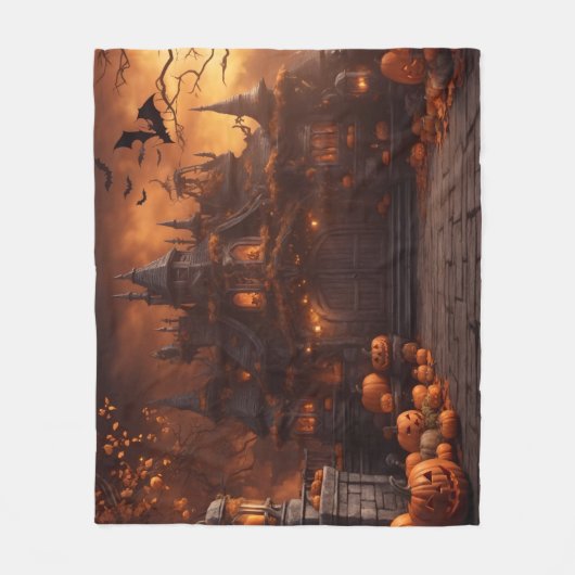 Gotische Spooky Halloween Huis Enge Mansion Fleece Deken (Voorkant)