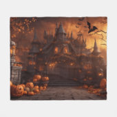 Gotische Spooky Halloween Huis Enge Mansion Fleece Deken (Voorkant (Horizontaal))